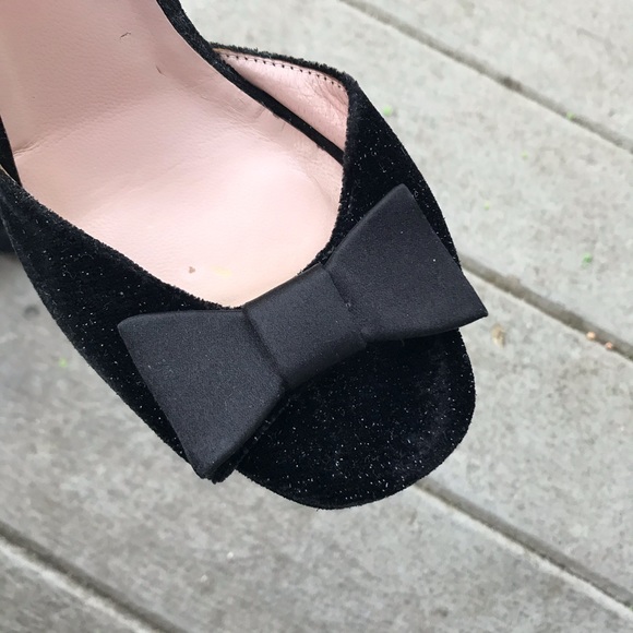 Kate Spade NY Briana Sparkle Velvet Block Slingback Platform Heels Size 6.5 - Picture 9 of 16